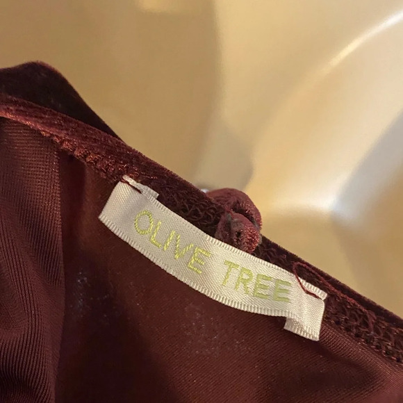 Olive Tree Velvet Burgundy Vneck Lace Camisole - Picture 3 of 4
